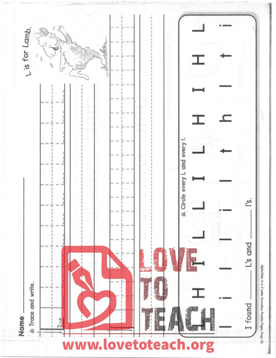 L - Letter Formation Practice Pages