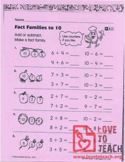 Fact Families to 10