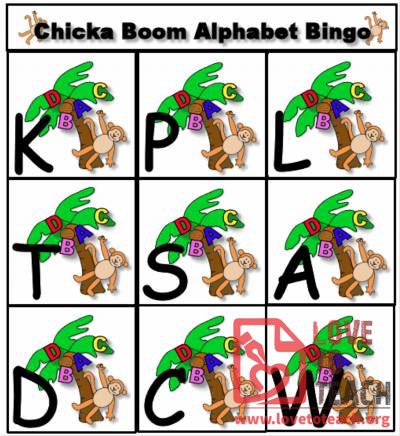 Chicka Chicka Boom Boom Alphabet Bingo