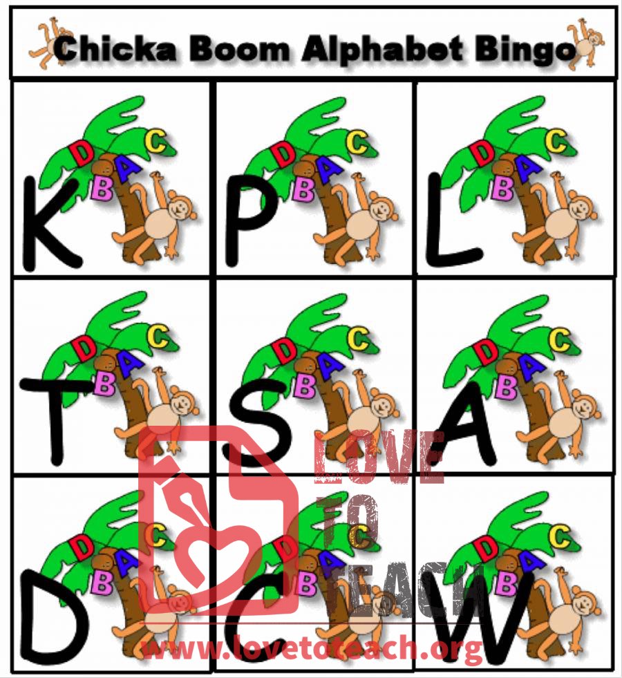 Chicka Chicka Boom Boom Alphabet Bingo