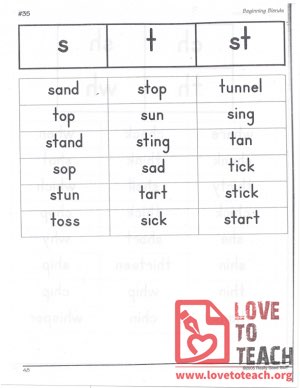 Beginning Blends - s, t, st