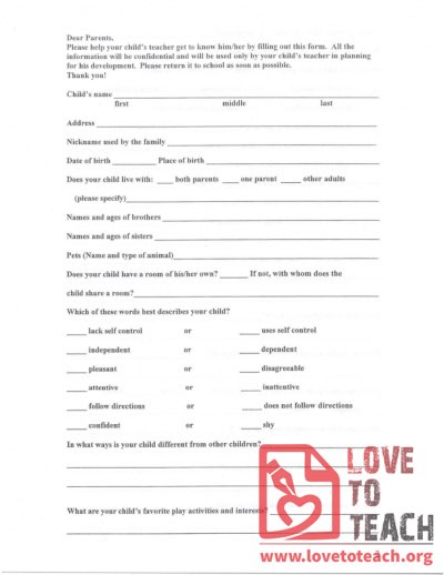 Questionnaire for Parents