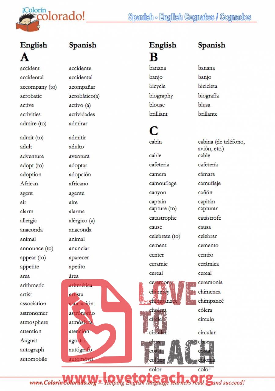 spanish-english-cognates-similar-words-lovetoteach