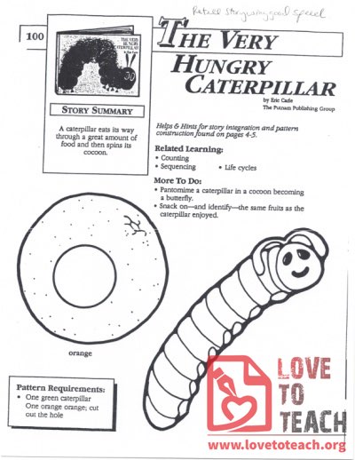 The Very Hungry Caterpillar companion worksheets