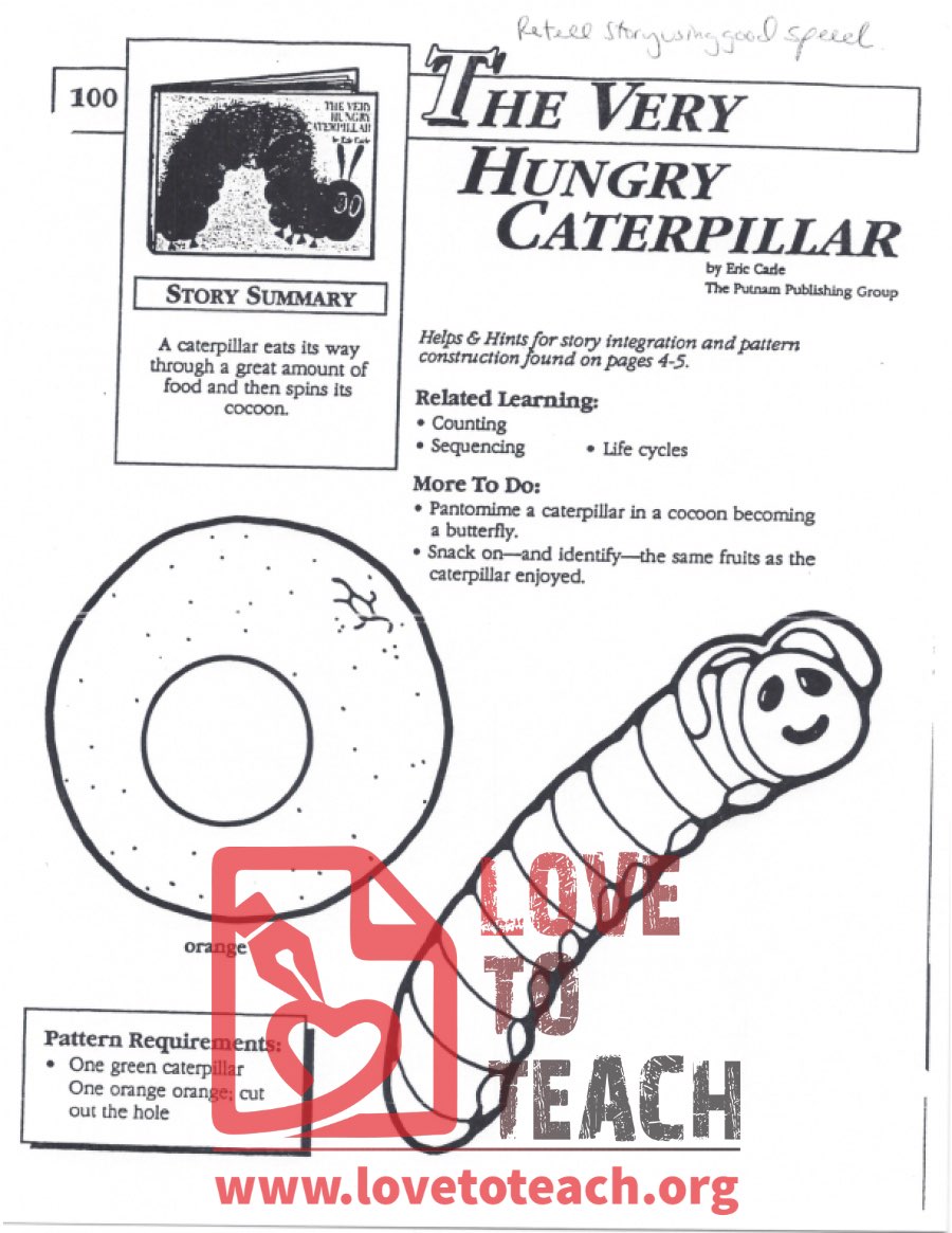 The Very Hungry Caterpillar companion worksheets