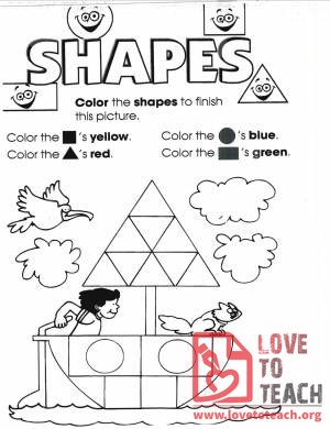 Coloring Shapes Worksheet