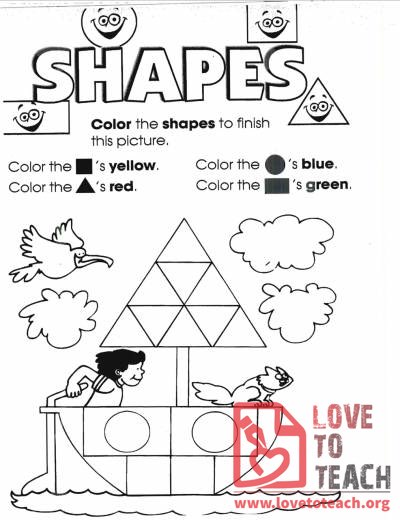 Coloring Shapes Worksheet