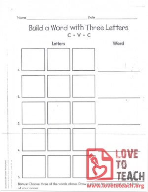 Build a Word with Three Letters - CVC