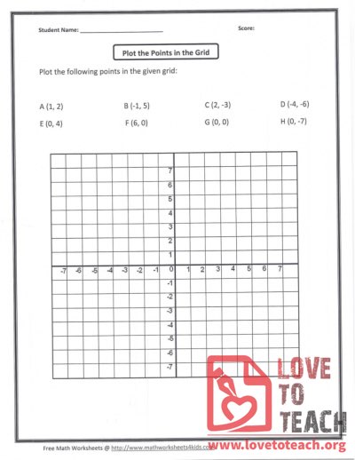Plot the Points in the Grid - With Answers