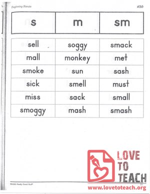 Beginning Blends - s, m, sm