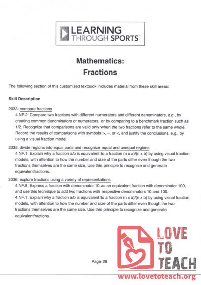 Learning through Sports - Mathematics - Fractions