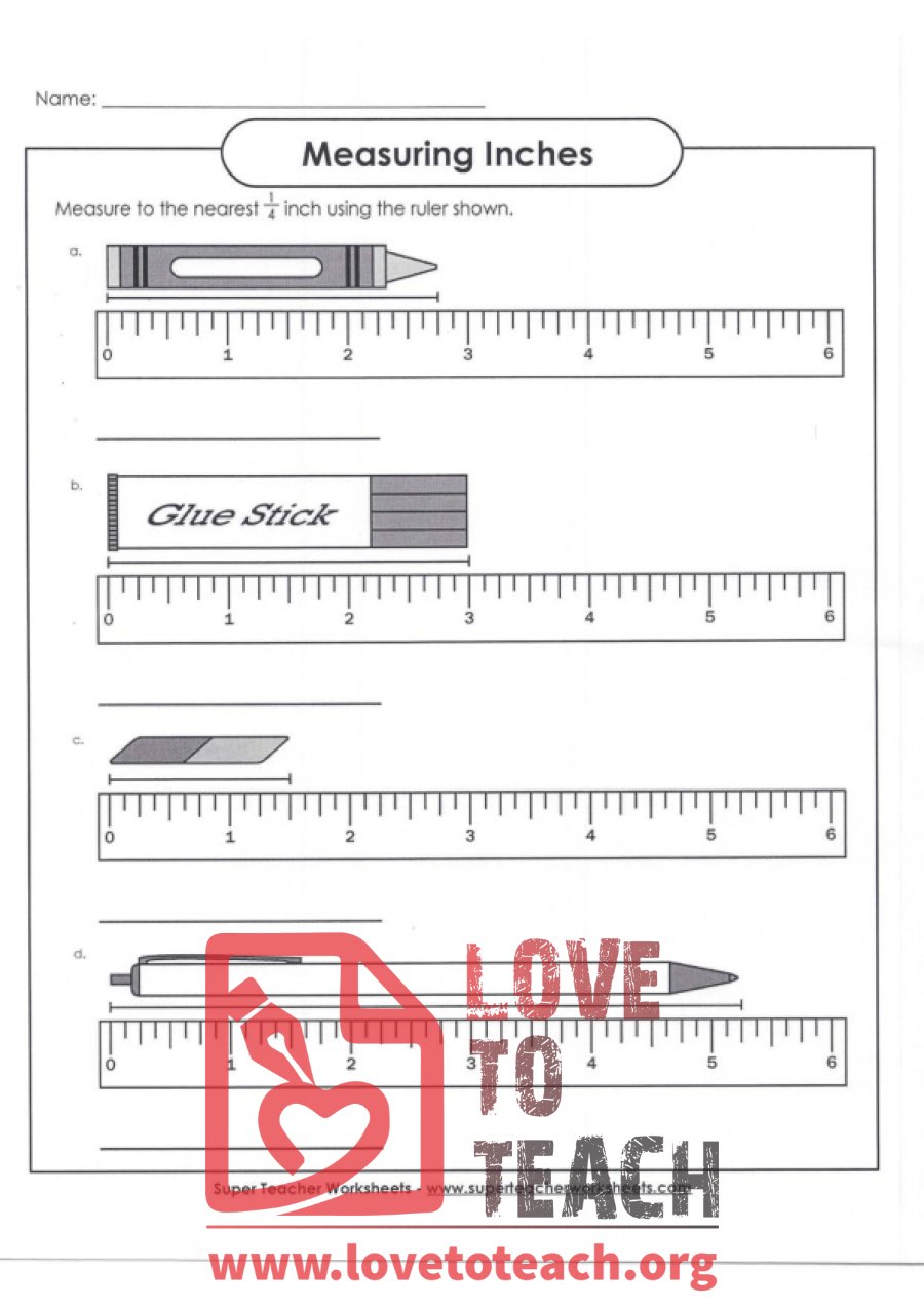 Measuring Inches With Answer Key Lovetoteach Org