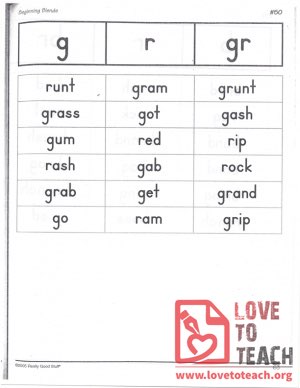 Beginning Blends - g, r, gr