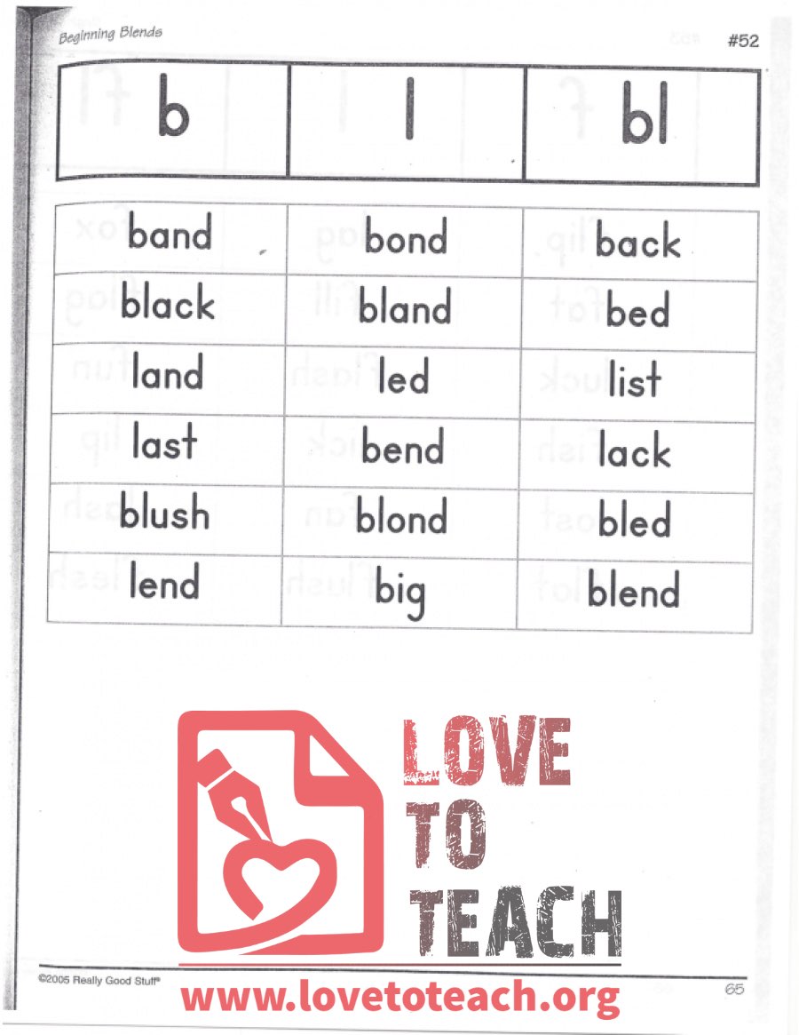 Beginning Blends - b, l, bl