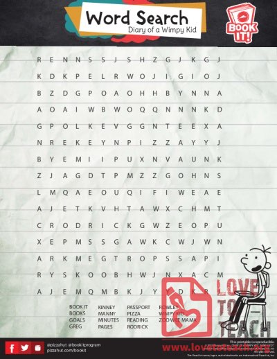 Diary of a Wimpy Kid Word search