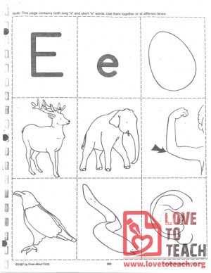 Long and Short E - Coloring Page