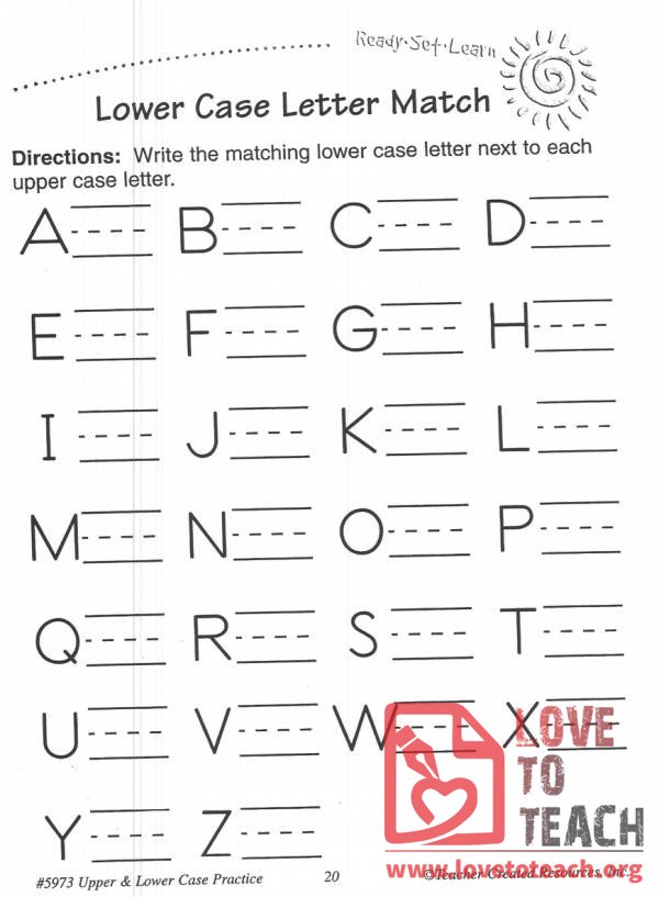 for grade 1 free arabic worksheets Lower LoveToTeach.org Match  Letter  Case