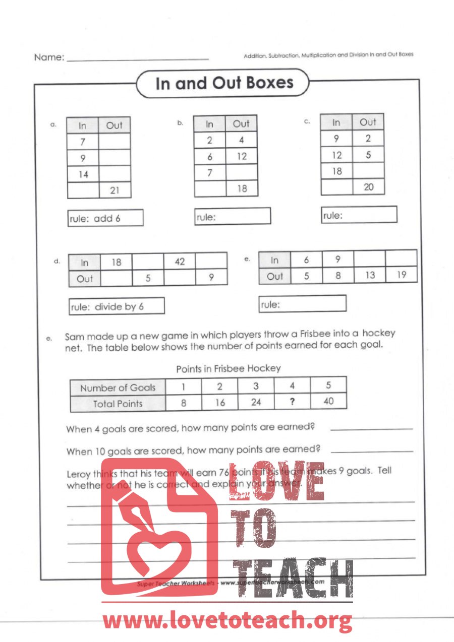 In and Out Boxes (with Answer Key)