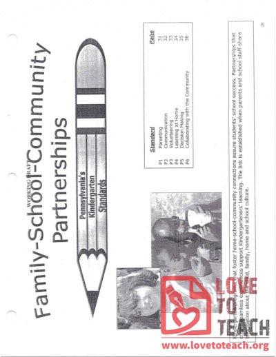 Family-School-Community Partnerships - Pennsylvania Standards for Kindergarten - December 2005