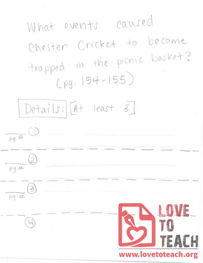 The Cricket in Times Square - Worksheet