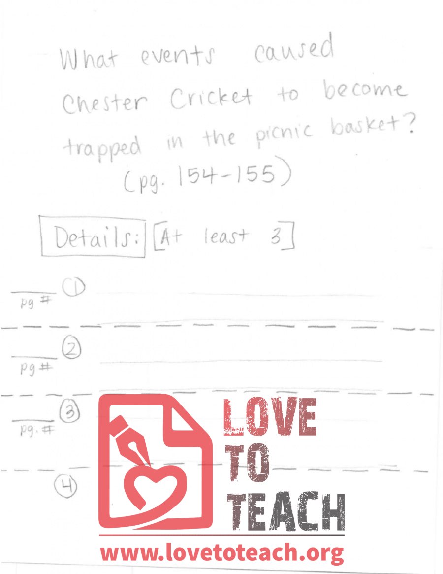 The Cricket in Times Square - Worksheet