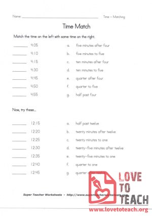 Time Match (with Answer Key)