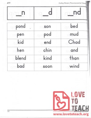 Ending Blends (Preconsonantal Nasals) - _n, _d, _nd