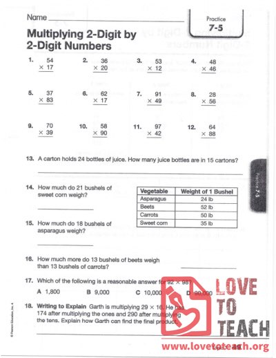 Multiplying 2-Digit by 2-Digit Numbers