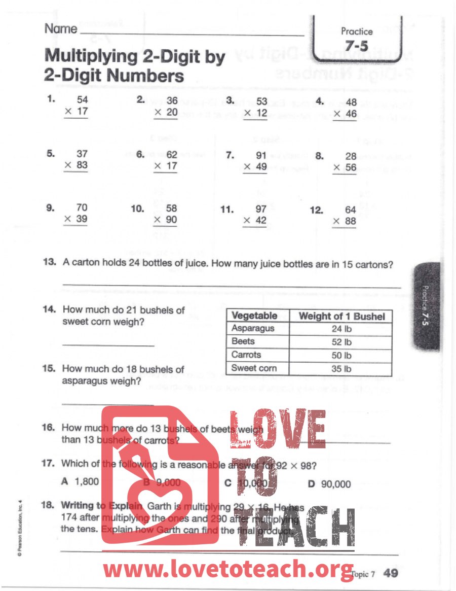 Multiplying 2-Digit by 2-Digit Numbers