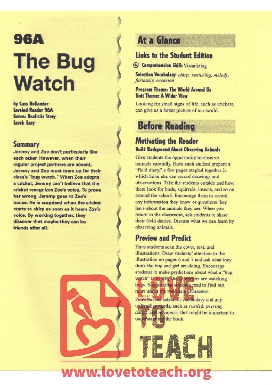 The Bug Watch - Reading Guide